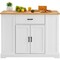 Wood Color-White Wood amd Metal Kitchen Island with Drawers and Shelves